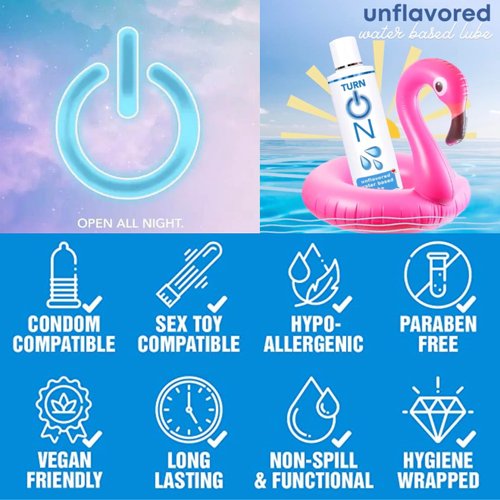 Turn On Water Based Sex Lube 12 Ounce Personal Lubricant - Premium Formula - Safe Vegan Ph Balanced Hypoallergenic and Paraben Free Intimacy, Gel Lube for Men, Women, & Condoms