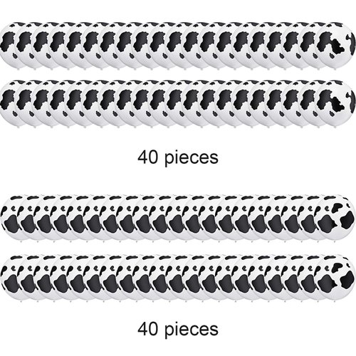 80 Pieces Cow Print Latex Balloons 12 Inch Latex Balloons Funny Balloons in Black and White for Kids Birthday Party Animal Theme Western Cowboy Theme Party Supplies