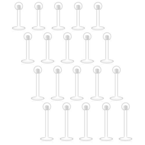D.Bella Clear Cartilage Earring-16pcs 16G Clear Acrylic Bioflex Tragus Retainer Lip Rings Nose Studs Labret Ear Helix Earring Clear 6mm/8mm/10mm/12mm