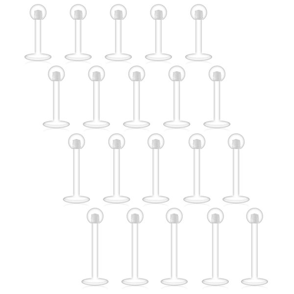 D.Bella Clear Cartilage Earring-16pcs 16G Clear Acrylic Bioflex Tragus Retainer Lip Rings Nose Studs Labret Ear Helix Earring Clear 6mm/8mm/10mm/12mm