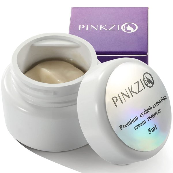 Eyelash Extension Glue Remover, PINKZIO Lash Extension Cream Remover For Eyelash Extension Glue, Fast Lash Adhesive Dissolution, Easy To Control, No Damage To Natural Lahes-5 ml, white