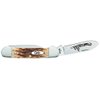Case WR XX Pocket Knife Amber Jigged Bone Canoe Cv Item #263 - (62131 Cv) - Length Closed: 3 5/8 Inches