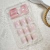 Ombre Press on Nails Short Square Fake Nails French Tip False Nails with Designs White Pink Gradient Glue on Nails Glossy Acrylic Stick on Nails Nude Artificial Nails for Women Manicure 24Pcs