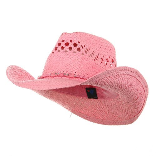 MG Womens Straw Outback Toyo Cowboy Hat, Pink