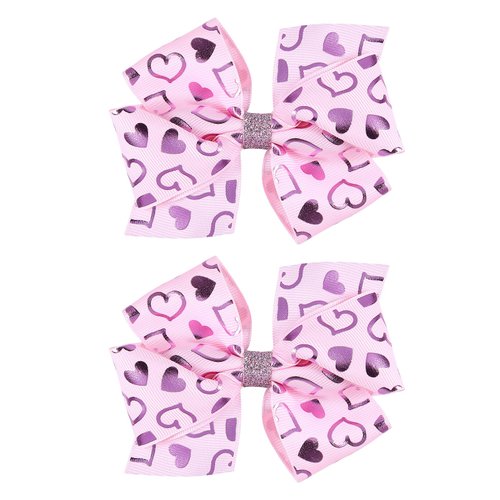 Valentine's Day Gift Hair Bow Clips Pink 3.5 inch Glitter Love Heart Hair Barrettes Bowknot Ribbon Alligator Hair Pins Grips Hot Pink outfit Decor Accessories for Girls Women Kids