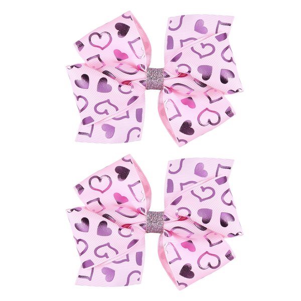 Valentine's Day Gift Hair Bow Clips Pink 3.5 inch Glitter Love Heart Hair Barrettes Bowknot Ribbon Alligator Hair Pins Grips Hot Pink outfit Decor Accessories for Girls Women Kids