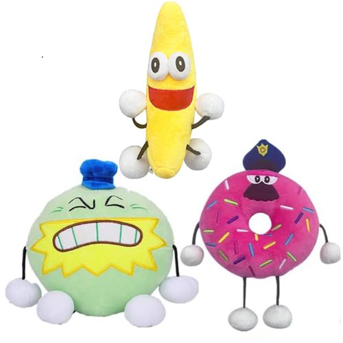 3PCS Shovelware Brain Game Plush，Doughnuts Plush Toys Cute Fruit Party Plushie Soft Stuffed Figure Doll，Soft Stuffed Figure Doll for Kids and Adults