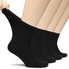 Hugh Ugoli Diabetic Socks for Men, Loose Ankle Socks Bamboo, Extra-Wide, Thin, Seamless Toe and Non-Binding Top, 4 Pairs, Black, Shoe Size: 11-13