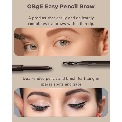 OBgE Easy Pencil Brow (Deep Gray, 0.003oz) - Ultra Fine Eyebrow Pencil with Brush for Precise and Effortless Brow Shaping. Long Lasting Natural Color.