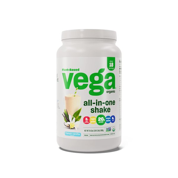 Vega Organic All-in-One Vegan Protein Powder, French Vanilla -Superfood Ingredients, Vitamins for Immunity Support, Keto Friendly, Pea Protein for Women & Men, 1 lbs (Packaging May Vary)
