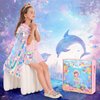 Princess Dress Up Cloak Princess Dress Up Clothes Mermaid Toys Rainbow Mermaid Princess Cloak Kit 9 Pcs Gift Set for Little Girls 3-8 Years Old, Great Gift Set for Birthday Christmas Halloween