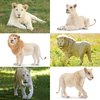 Toymany 6PCS White Lion Figurines with Lion Cubs, 2-5" Jungle Animals Figures Realistic Family Set Includes Baby Lions, Educational Toy Cake Toppers Christmas Birthday Present for Kids