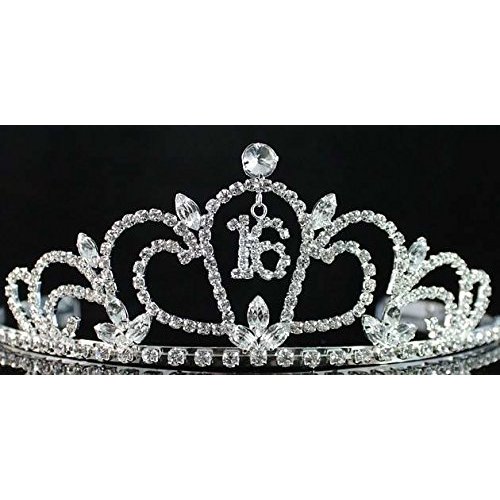 Sweet Sixteen 16 16th Years Old Birthday Party Floral Rhinestone Crystal Princess Tiara Crown With Hair Combs Cake Topper Head Jewelry Silver T1722