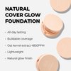 LOVB LOVB Natural Cover Glow Cushion Foundation | Korean Foundation Makeup | Long-Lasting Buildable Coverage | Lightweight and Moisturizing | Flawless Finish 0.42oz (21N Light Beige)