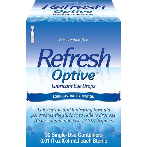 Refresh, Optive Lubricant Eye Drops, Long-Lasting Hydration, 30 ct (Pack of 3)