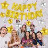 Happy Birthday Banner Balloons Letters Balloons 16 Inch with 12 Pcs Star Foil Balloons Birthday Party Decorations for Women Men Boys Girls (Gold)