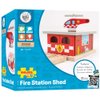 Bigjigs Rail, Firestation Shed, Wooden Toys, Bigjigs Train Accessories, Wooden Fire Station, Wooden Shed, Rescue Vehicles Toys, Wooden Train Sets, Wooden Toys for 3 4 5 Year Olds