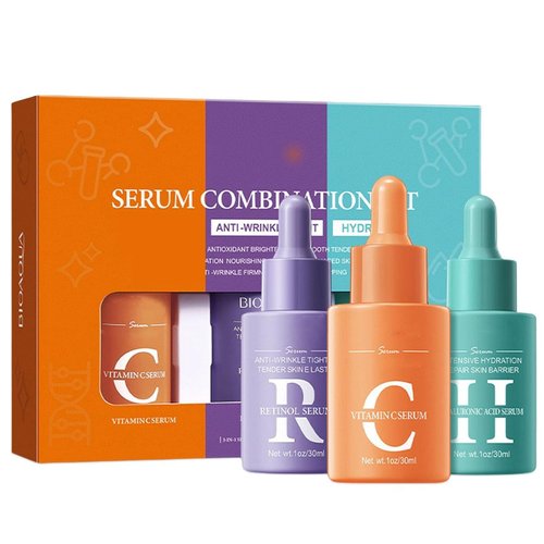 3-In-1 Hydrating Skincare Set With Vitamin-C, Retinol And Hyaluronic-Acid, Skincare Gift Set For Women, Anti-Aging Skin Care Set With Hyaluronic-Acid, Birthday Gifts Set For Women