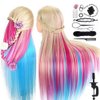 Mannequin Head with Hair, MYSWEETY 29 Inch Colorful Hair Mannequin Head Hairdressing Practice Training Doll Heads Cosmetology Hair Styling Mannequins Heads with Clamp + Practice Tools