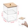 BTSKY Clear Stackable Paper Clip Holder with Bamboo Lid 2-Layer Paperclip Box Thick Acrylic Office Supply Accessory Organizer Square Small Storage Holder Cute Qtip Holder for Office Bathroom Vanity