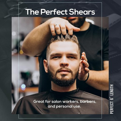 Suvorna 6" hair scissors for professional, barber & hairdresser - hair shears for cutting, trimming, grooming, precision, facial hair - Right Hand hair cutting scissors for men, women, kids, adults.