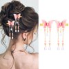 Bartosi Butterfly Hair Clips Pink Butterfly Hair Barrettes Bride Wedding Hair Pins Tassel Bridal Hair Accessories for Women and Girls (Pack of 2)