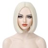 WTHCOS Platinum Blonde Bob Wigs for Women Short Straight Blonde Hair Wig Light Blonde Bob Wigs Side Part Cosplay Wig Heat Resistant Natural Looking Synthetic Wigs (Platinum Blonde)