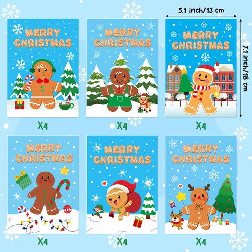 Unbess 24Pcs Merry Christmas Gingerbread Man Coloring Book - Xmas Color-in Pages Booklet Art Drawing Party Favors Holiday Gifts Home School Classroom Activity Supplies for Kids