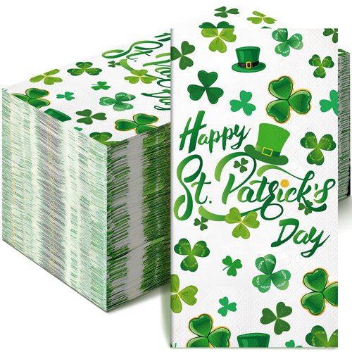 100 Pcs St Patricks Party Napkins St Patricks Paper Napkins 3 Ply St Patricks Guest Bathroom Napkin for Home Dinner Kitchen Bathroom St Patricks Party Supplies