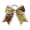 New "GLITTER DUO Brown & Gold" Cheer Bow Pony Tail 7 Inch Girls Hair Bows Cheerleading Dance Practice Football Games Competition Birthday Grosgrain Ribbon Thanksgiving Fall Festival