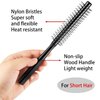 Geiserailie 2 Pieces Round Hair Brush - Thick Bristle Blow Drying Brush for Short Hair, Wet or Dry Use, with Massage Head (Black)