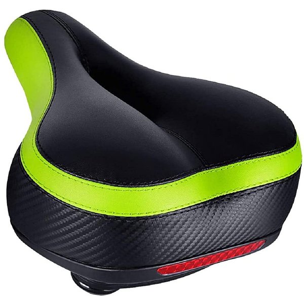 TONBUX Most Comfortable Bicycle Seat, Bike Seat Replacement with Dual Shock Absorbing Ball Wide Bike Seat Memory Foam Bicycle Seat with Mounting Wrench (Black/Green)