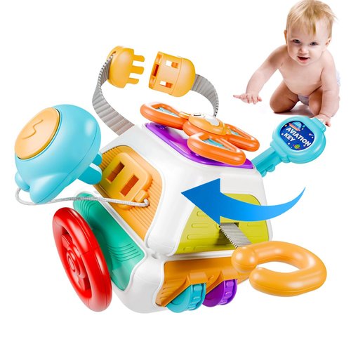 GZSDLL Montessori Busy Cube for Toddlers,Car Travel Toys Busy Board Activity Cube,Kids Educational Birthday Gifts Sensory Baby Toys 18+ Months (Decahedron)