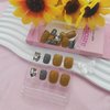 Square Press on Nails Short Fake Nails with Floral Designs Yellow Nails Press ons Grey Acrylic Nails Glossy Glue on Nails Fall Artificial Stick on Nails for Women 24Pcs