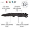 SOG Escape Tactical Folding Knife- 3.4 Inch Serrated Edge Blade Emergency Pocket Knife with Glass Breaker, Wire Stripper and Line Cutter Blades-Black (FF25-CP)
