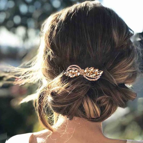 Iaceble Sparkly Rhinestone Hair Clip Gold Crystal Hair Barrette Clips Shining Bridal Headpiece Weddings Head Clip Bride Decorative Hair Accessories For Women And Girls Headdress