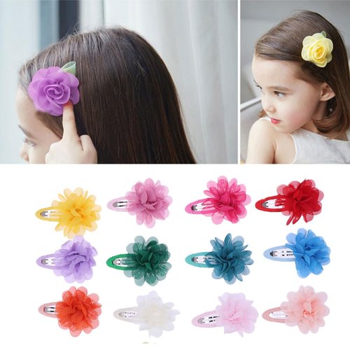 Hair Clips Hair Clips Girl Hair Clips 20pcs Barrettes Flowers Chiffon Hairpin Clips Mixed Color Girls Hair Hair Clips Girl Hair Clips Girl Hair Clips