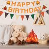 Camping Themed Birthday Party Decorations,Glitter Happy Birthday Banner with 3D Campfire Hanging Swirls,for Camper Camp Hiking Adventure Birthday Party Decor