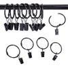 Ginbel Direct Metal Curtain Clip for Window Shower Bedroom Curtains Openable Black Curtain Rings (2 inch, 24 Pack)