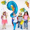 40 Inch Under the Sea Blue Number 9 Balloon, Mini Sea Animal Balloons Ocean Animal Foil Balloon, Seahorse Fish Balloons for Boys Girls Sea Theme 9th Birthday Baby Shower Party Decoration