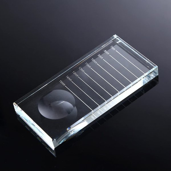 2-in-1 Eyelash Extension Crystal Pallet, Glass False Lashes Stand Tray, Strip Tile Holder for Lashes Adhesive Glue, Nail Art Painting Color Toning Glass Board (1Pcs)