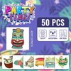EMOME Luminous Beach Luau Pool Party Decorations, 50 Individually Wrapped Sheets Glow Beach Tattoos Goody Bag Stuffers for Kids, Hawaiian Party Favors Kids Tattoos