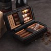 G galiner Cigar Humidor Travel leather Case Cedar Wood Portable Cigar Box Removable Cedar Tray Black Gift Box