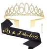 Semato "60 & Fabulous Birthday Tiara and Sash Kit- 60th Birthday Gifts for Women 60th Birthday Party Decorations (black)