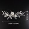 Teyglen Silver Leaf Wedding Headband Bridal Crystal Pearl Hair Piece Handmade Rhinestone Hair Vine Bridal Headpiece Hair Accessories Jewelry for Women and Girls
