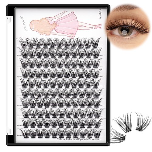 Bodermincer C Curl 0.07 Wide Cluster DIY Eyelash Extension 3D Individual Lashes Natural Look Cluster Lashes Easy Apply Volume Lash Extensions (8mm)