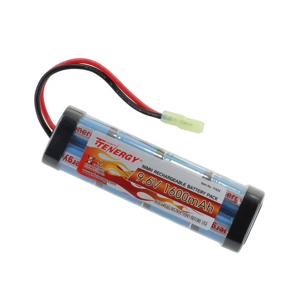 Tenergy 9.6V Airsoft Battery 1600mAh NiMH Flat Battery Pack w/Mini Tamiya Connector for Airsoft MP5, Scar, M249, M240B, M60, G36, M14, RPK, PKM