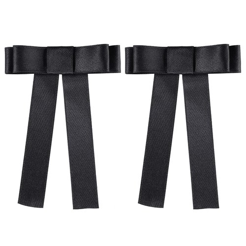 2Pcs Silky Satin Hair Bows Hair Clip Black Ribbon Ponytail Holder Bow Tie for Women Hair Decor Accessories Metal Alligator Hairpins for Girls Toddlers Teens Kids