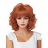 Gerulyss Short Copper Red Wigs for Women Auburn Wavy Shoulder Length Wig with Bangs Synthetic Ginger Curly Natural Wig for Role Play,Halloween,Daily Use