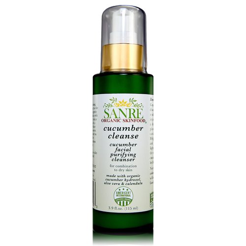 SanRe Organic Skinfood - Cucumber Cleanse - USDA Made with Organic Facial Purifying Cleanser For Dry to Combination Skin